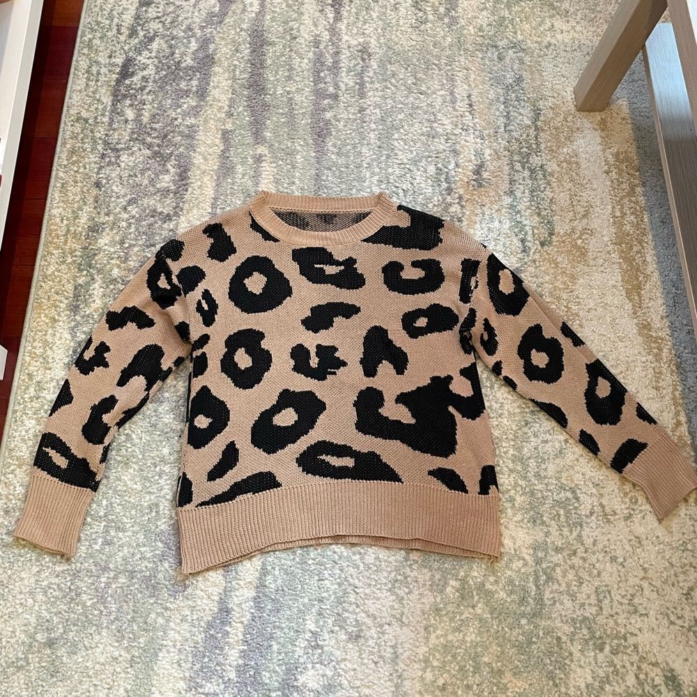 Cheetah print brown sweater
